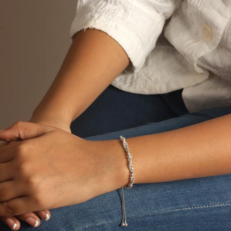 LeCalla 925 Sterling Silver Bracelets for Women | Italian Handmade Adjustable Bolo Link Chain Bracelets | Women's Sliding Bolo Bracelets - Image 3